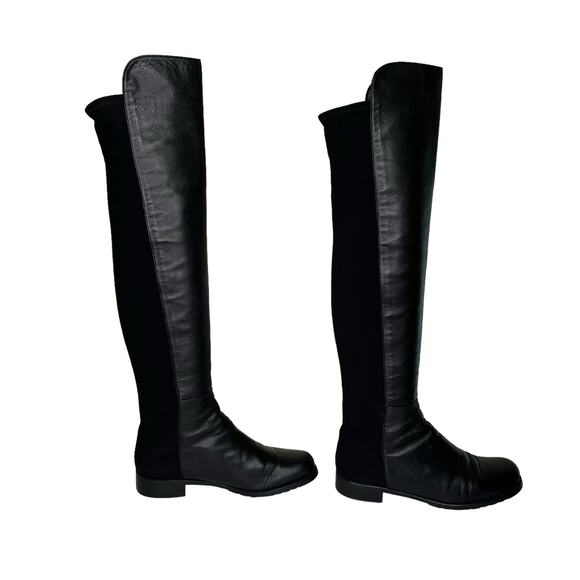 Stuart Weitzman 5050 Over The Knee Boots Black Nappa Leather Size 8 - Picture 1 of 10